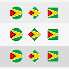 Sticker - Guyana flag icons set, vector flag of Guyana.