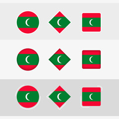 Sticker - Maldives flag icons set, vector flag of Maldives.