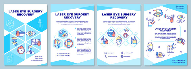 Laser eye surgery recovery brochure template. Vision improvement. Flyer, booklet, leaflet print, cover design with linear icons. Vector layouts for presentation, annual reports, advertisement pages