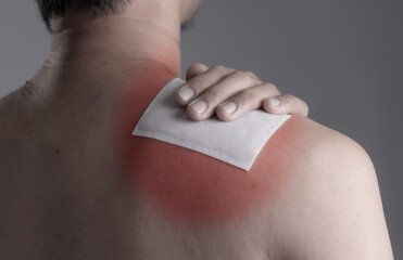 medicated pain relief patch with man pain shoulders,office syndrome,health problems from overworked 