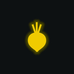 Wall Mural - Beet yellow glowing neon icon