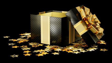 Poster - gift with stars for black friday sale or cyber monday give-away, isolated - object 3D illustration