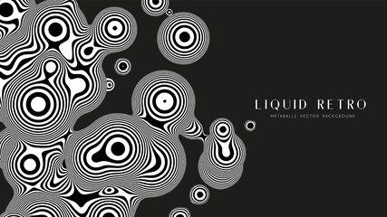 liquid retro 3d zebra metaball, with organic structure. abstract vector black and white background. 