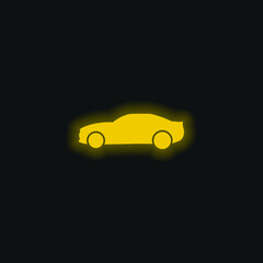 Wall Mural - Black Big Car Side View yellow glowing neon icon