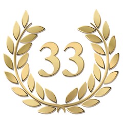 Wall Mural - 3D gold laurel wreath 33 vector isolated on a white background	