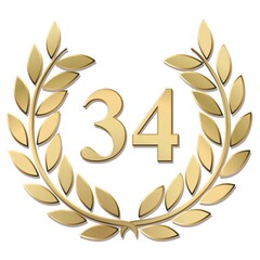 Wall Mural - 3D gold laurel wreath 34 vector isolated on a white background	