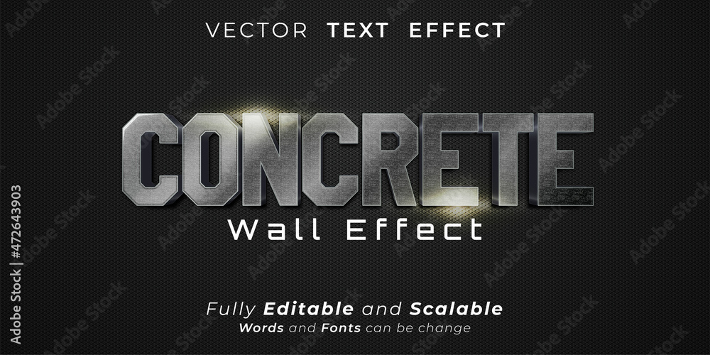 Editable text effect - Concrete wall effect text style concept Stock ...