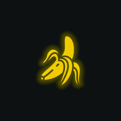 Canvas Print - Banana yellow glowing neon icon