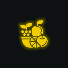 Basket yellow glowing neon icon