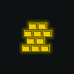 Canvas Print - Brick Wall yellow glowing neon icon