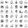 © andrej - Amusement Park Icons. Line With Fill Design. Vector Illustration.