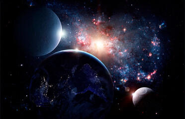 Wall Mural - planets and galaxy in outer space. elements of this image furnished by nasa