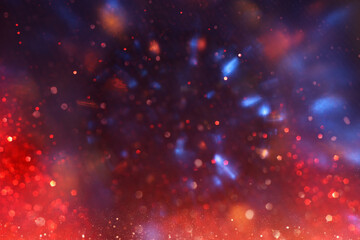 Wall Mural - background of abstract blue, red, purple and black glitter lights. defocused