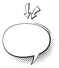 Poster - Round speech bubble with arrows and halftone shadow