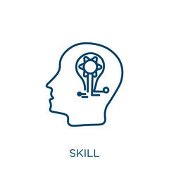Poster - skill icon. Thin linear skill outline icon isolated on white background. Line vector skill sign, symbol for web and mobile.