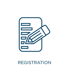 Poster - registration icon. thin linear registration outline icon isolated on white background. line vector r