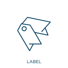 Poster - label icon. Thin linear label outline icon isolated on white background. Line vector label sign, symbol for web and mobile.