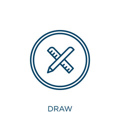 Poster - draw icon. Thin linear draw outline icon isolated on white background. Line vector draw sign, symbol for web and mobile.