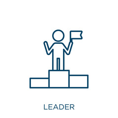 Poster - leader icon. Thin linear leader outline icon isolated on white background. Line vector leader sign, symbol for web and mobile.