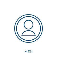 Poster - men icon. Thin linear men outline icon isolated on white background. Line vector men sign, symbol for web and mobile.