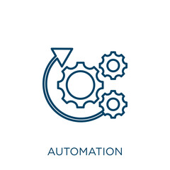 Poster - automation icon. Thin linear automation outline icon isolated on white background. Line vector automation sign, symbol for web and mobile.