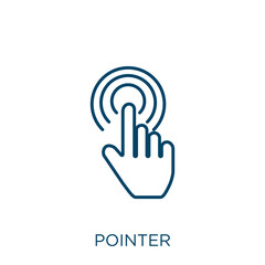 Poster - pointer icon. Thin linear pointer outline icon isolated on white background. Line vector pointer sign, symbol for web and mobile.