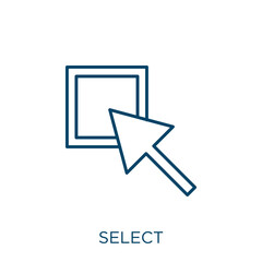 Poster - select icon. thin linear select outline icon isolated on white background. line vector select sign, 