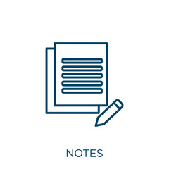 Poster - notes icon. Thin linear notes outline icon isolated on white background. Line vector notes sign, symbol for web and mobile.