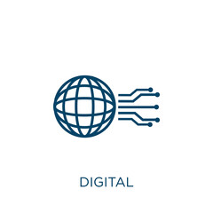 Poster - digital icon. Thin linear digital outline icon isolated on white background. Line vector digital sign, symbol for web and mobile.