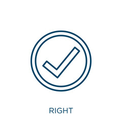 Poster - right icon. Thin linear right outline icon isolated on white background. Line vector right sign, symbol for web and mobile.