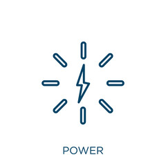 Poster - power icon. thin linear power outline icon isolated on white background. line vector power sign, sym