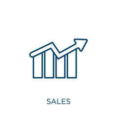 Poster - sales icon. Thin linear sales outline icon isolated on white background. Line vector sales sign, symbol for web and mobile.