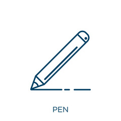 Poster - pen icon. Thin linear pen outline icon isolated on white background. Line vector pen sign, symbol for web and mobile.