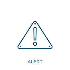Poster - alert icon. Thin linear alert outline icon isolated on white background. Line vector alert sign, symbol for web and mobile.