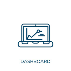 Poster - dashboard icon. Thin linear dashboard outline icon isolated on white background. Line vector dashboard sign, symbol for web and mobile.