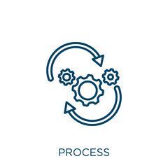 Poster - process icon. Thin linear process outline icon isolated on white background. Line vector process sign, symbol for web and mobile.