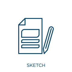 Poster - sketch icon. Thin linear sketch outline icon isolated on white background. Line vector sketch sign, symbol for web and mobile.