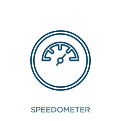 Poster - speedometer icon. Thin linear speedometer outline icon isolated on white background. Line vector speedometer sign, symbol for web and mobile.