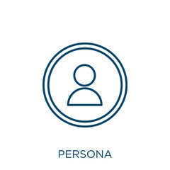 Poster - persona icon. Thin linear persona outline icon isolated on white background. Line vector persona sign, symbol for web and mobile.