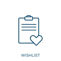 Poster - wishlist icon. Thin linear wishlist outline icon isolated on white background. Line vector wishlist sign, symbol for web and mobile.