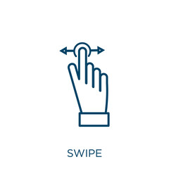 Aufkleber - swipe icon. Thin linear swipe outline icon isolated on white background. Line vector swipe sign, symbol for web and mobile.