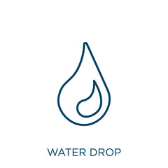 Poster - water drop icon. Thin linear water drop outline icon isolated on white background. Line vector water drop sign, symbol for web and mobile.