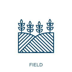 Poster - field icon. Thin linear field outline icon isolated on white background. Line vector field sign, symbol for web and mobile.