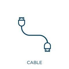 Poster - cable icon. Thin linear cable outline icon isolated on white background. Line vector cable sign, symbol for web and mobile.
