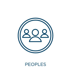 Poster - peoples icon. Thin linear peoples outline icon isolated on white background. Line vector peoples sign, symbol for web and mobile.