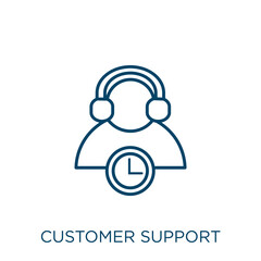 Poster - customer support icon. Thin linear customer support outline icon isolated on white background. Line vector customer support sign, symbol for web and mobile.