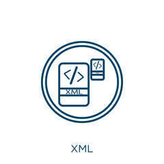Poster - xml icon. thin linear xml outline icon isolated on white background. line vector xml sign, symbol fo