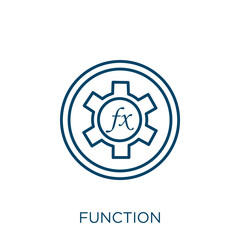 Poster - function icon. thin linear function outline icon isolated on white background. line vector function 