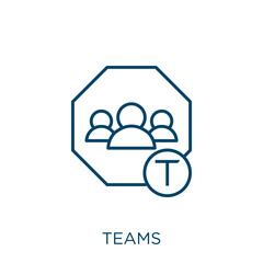 Poster - teams icon. Thin linear teams outline icon isolated on white background. Line vector teams sign, symbol for web and mobile.