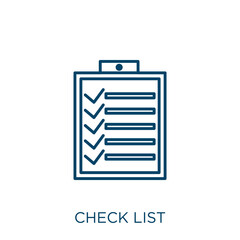 Poster - check list icon. Thin linear check list outline icon isolated on white background. Line vector check list sign, symbol for web and mobile.